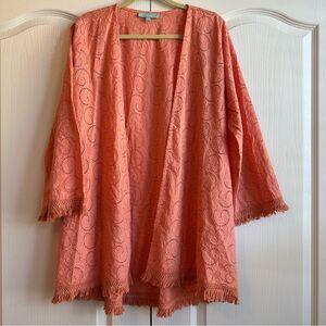 Melissa Odabash | EUC - Coral Eyelet Swirl Coverup/Kaftan - One Size